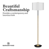 Darrahopens Home & Garden > Lighting Sarantino Metal Floor Lamp Brushed Brass Finish with White Shade