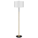 Darrahopens Home & Garden > Lighting Sarantino Metal Floor Lamp Brushed Brass Finish with White Shade