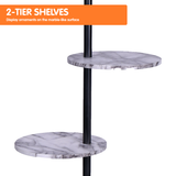 Darrahopens Home & Garden > Lighting Sarantino Metal Floor Lamp Shade Black Post in Marble Finish Shelves