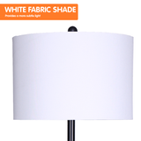 Darrahopens Home & Garden > Lighting Sarantino Metal Floor Lamp Shade Black Post in Marble Finish Shelves