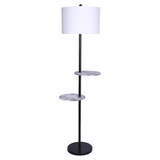 Darrahopens Home & Garden > Lighting Sarantino Metal Floor Lamp Shade Black Post in Marble Finish Shelves