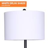Darrahopens Home & Garden > Lighting Sarantino Metal Floor Lamp Shade with Black Post in Round Wood Shelves