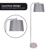 Darrahopens Home & Garden > Lighting Sarantino Metal Task Floor Lamp Nickel Finish with Grey Fabric Shade