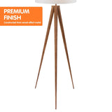 Darrahopens Home & Garden > Lighting Sarantino Metal Tripod Floor Spot Lamp Shade Drum in Wooden Finish