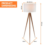 Darrahopens Home & Garden > Lighting Sarantino Metal Tripod Floor Spot Lamp Shade Drum in Wooden Finish