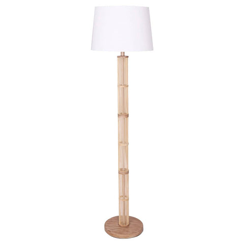 Darrahopens Home & Garden > Lighting Sarantino Rattan Floor Lamp With Off-White Linen Shade by Sarantino