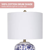 Darrahopens Home & Garden > Lighting Sarantino Table Lamp Ceramic Floral Base Cotton Drum Shade