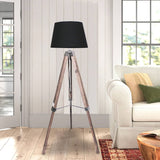 Darrahopens Home & Garden > Lighting Sarantino Timber Tripod Floor Lamp Adjustable Height Taper Fabric