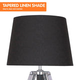 Darrahopens Home & Garden > Lighting Sarantino Wooden Tripod Table Lamp With Black Taper Fabric Shade