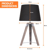 Darrahopens Home & Garden > Lighting Sarantino Wooden Tripod Table Lamp With Black Taper Fabric Shade