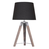 Darrahopens Home & Garden > Lighting Sarantino Wooden Tripod Table Lamp With Black Taper Fabric Shade