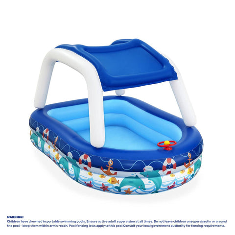 Darrahopens Home & Garden > Pool & Accessories Bestway Inflatable Pool Removable Canopy Boat Design Ocean Themed 282L