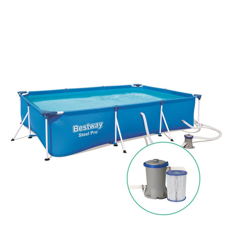 darrahopens Home & Garden > Pool & Accessories Bestway Swimming Pool Steel Frame Above Ground Rectangular Pool Filter Pump