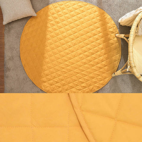 Darrahopens Home & Garden > Rugs Little Gem Round Linen Cotton Baby Play Mat Marigold 130cm Diameter