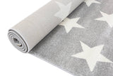 darrahopens Home & Garden > Rugs Piccolo Light Grey and White Stars Kids Rug 120x170cm