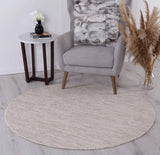 darrahopens Home & Garden > Rugs Scandi Beige Brown Reversible Wool Round Rug 150x150 cm Round
