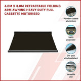 Darrahopens Home & Garden > Shading 4.0m x 3.0m Retractable Folding Arm Awning Heavy Duty Full Cassette Motorised