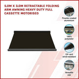 Darrahopens Home & Garden > Shading 5.0m x 3.0m Retractable Folding Arm Awning Heavy Duty Full Cassette Motorised