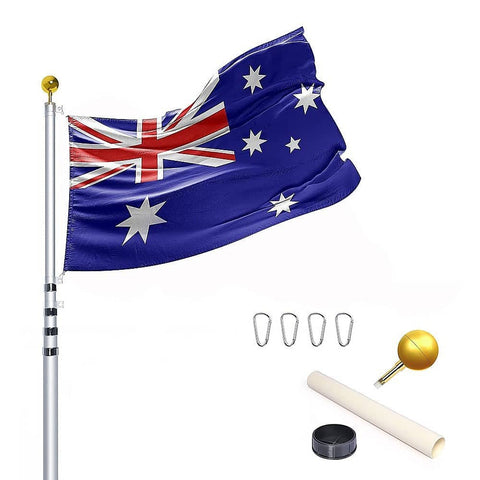 Darrahopens Home & Garden > Shading 9.1m Flag Pole Kit Telescopic Heavy Duty 16 Gauge Aluminium with Flag
