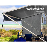 darrahopens Home & Garden > Shading Grey Caravan Privacy Screen 1.95 x 2.2M End Wall Side Sun Shade Roll Out Awning
