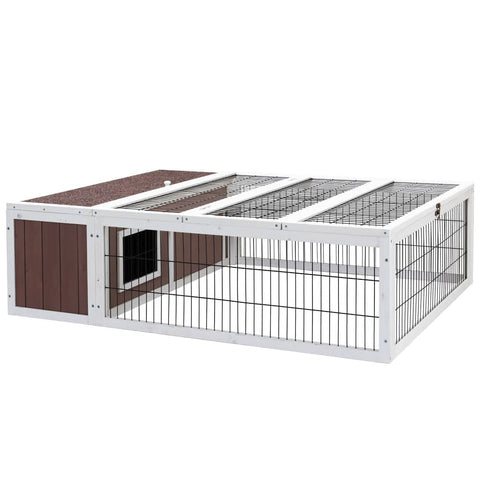 darrahopens Home & Garden > Shading i.Pet Wooden Rabbit Hutch Chicken Coop Run Cage Habitat House Outdoor Large