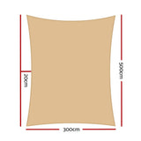darrahopens Home & Garden > Shading Instahut 3 x 5m Waterproof Rectangle Shade Sail Cloth - Sand Beige