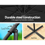 darrahopens Home & Garden > Shading Instahut 3M Umbrella with 48x48cm Base Outdoor Umbrellas Cantilever Sun Beach Garden Patio Black