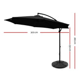 darrahopens Home & Garden > Shading Instahut 3M Umbrella with 48x48cm Base Outdoor Umbrellas Cantilever Sun Beach Garden Patio Black