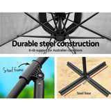 darrahopens Home & Garden > Shading Instahut 3M Umbrella with 48x48cm Base Outdoor Umbrellas Cantilever Sun Beach Garden Patio Grey
