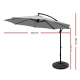 darrahopens Home & Garden > Shading Instahut 3M Umbrella with 48x48cm Base Outdoor Umbrellas Cantilever Sun Beach Garden Patio Grey