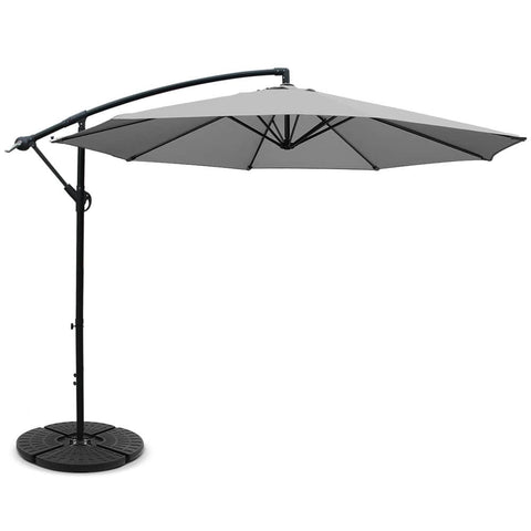 darrahopens Home & Garden > Shading Instahut 3M Umbrella with 48x48cm Base Outdoor Umbrellas Cantilever Sun Beach Garden Patio Grey