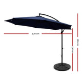 darrahopens Home & Garden > Shading Instahut 3M Umbrella with 48x48cm Base Outdoor Umbrellas Cantilever Sun Beach Garden Patio Navy