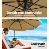 darrahopens Home & Garden > Shading Instahut 3M Umbrella with 48x48cm Base Outdoor Umbrellas Cantilever Sun Beach UV Beige