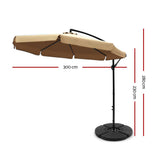 darrahopens Home & Garden > Shading Instahut 3M Umbrella with 48x48cm Base Outdoor Umbrellas Cantilever Sun Beach UV Beige