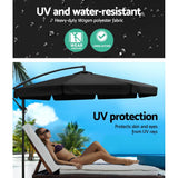 darrahopens Home & Garden > Shading Instahut 3M Umbrella with 48x48cm Base Outdoor Umbrellas Cantilever Sun Beach UV Black