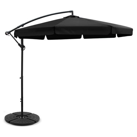 darrahopens Home & Garden > Shading Instahut 3M Umbrella with 48x48cm Base Outdoor Umbrellas Cantilever Sun Beach UV Black