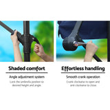 darrahopens Home & Garden > Shading Instahut 3M Umbrella with 48x48cm Base Outdoor Umbrellas Cantilever Sun Beach UV Navy