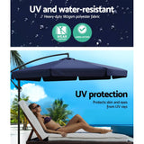 darrahopens Home & Garden > Shading Instahut 3M Umbrella with 48x48cm Base Outdoor Umbrellas Cantilever Sun Beach UV Navy