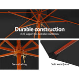 darrahopens Home & Garden > Shading Instahut 3M Umbrella with Base Outdoor Pole Umbrellas Garden Stand Deck Black