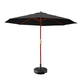 darrahopens Home & Garden > Shading Instahut 3M Umbrella with Base Outdoor Pole Umbrellas Garden Stand Deck Black