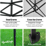 Darrahopens Home & Garden > Shading Instahut Gazebo Pop Up Marquee 3x3 Outdoor Tent Folding Wedding Gazebos Black