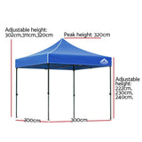Darrahopens Home & Garden > Shading Instahut Gazebo Pop Up Marquee 3x3 Outdoor Wedding Gazebos Base Pod Kit Blue