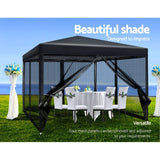 Darrahopens Home & Garden > Shading Instahut Gazebo Pop Up Marquee 3x3 Wedding Side Mesh Wall Outdoor Gazebos Black