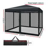 Darrahopens Home & Garden > Shading Instahut Gazebo Pop Up Marquee 3x3 Wedding Side Mesh Wall Outdoor Gazebos Black