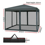Darrahopens Home & Garden > Shading Instahut Gazebo Pop Up Marquee 3x3 Wedding Side Mesh Wall Outdoor Gazebos Grey