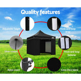 darrahopens Home & Garden > Shading Instahut Gazebo Pop Up Marquee 3x3m Folding Wedding Tent Gazebos Shade Black