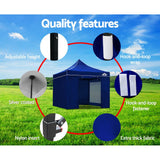 darrahopens Home & Garden > Shading Instahut Gazebo Pop Up Marquee 3x3m Folding Wedding Tent Gazebos Shade Blue
