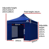 darrahopens Home & Garden > Shading Instahut Gazebo Pop Up Marquee 3x3m Folding Wedding Tent Gazebos Shade Blue