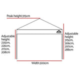 darrahopens Home & Garden > Shading Instahut Gazebo Pop Up Marquee 3x3m Outdoor Tent Folding Wedding Gazebos Black