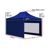 Darrahopens Home & Garden > Shading Instahut Gazebo Pop Up Marquee 3x4.5 Folding Wedding Tent Gazebos Shade Blue